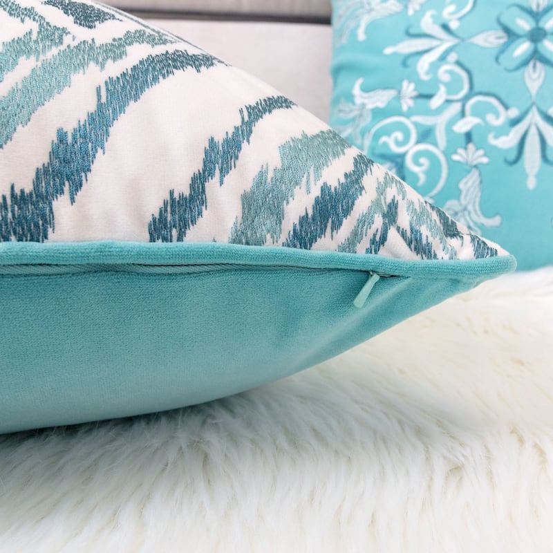 Jessie Ikat Embroidery 20" Square Decorative Throw Pillow
