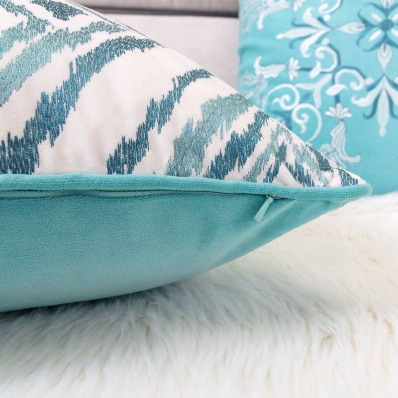 Jessie Ikat Embroidery 20" Square Decorative Throw Pillow