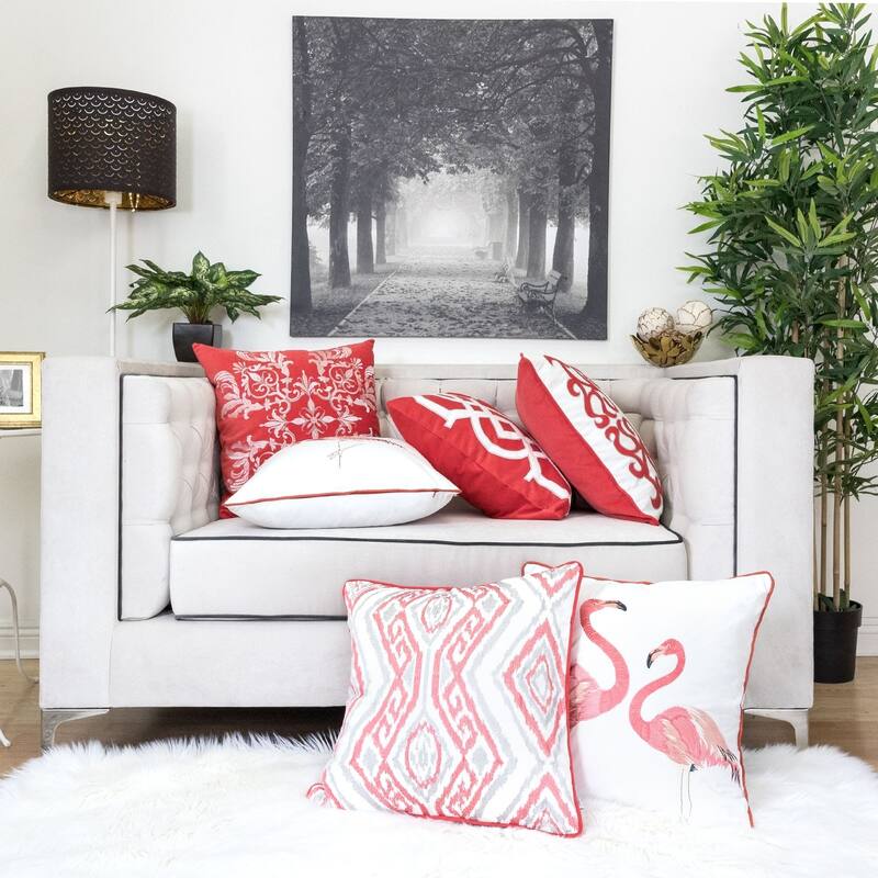 Jessie Ikat Embroidery 20" Square Decorative Throw Pillow