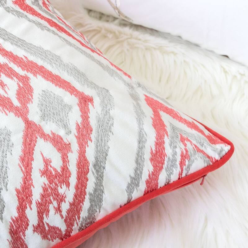 Jessie Ikat Embroidery 20" Square Decorative Throw Pillow