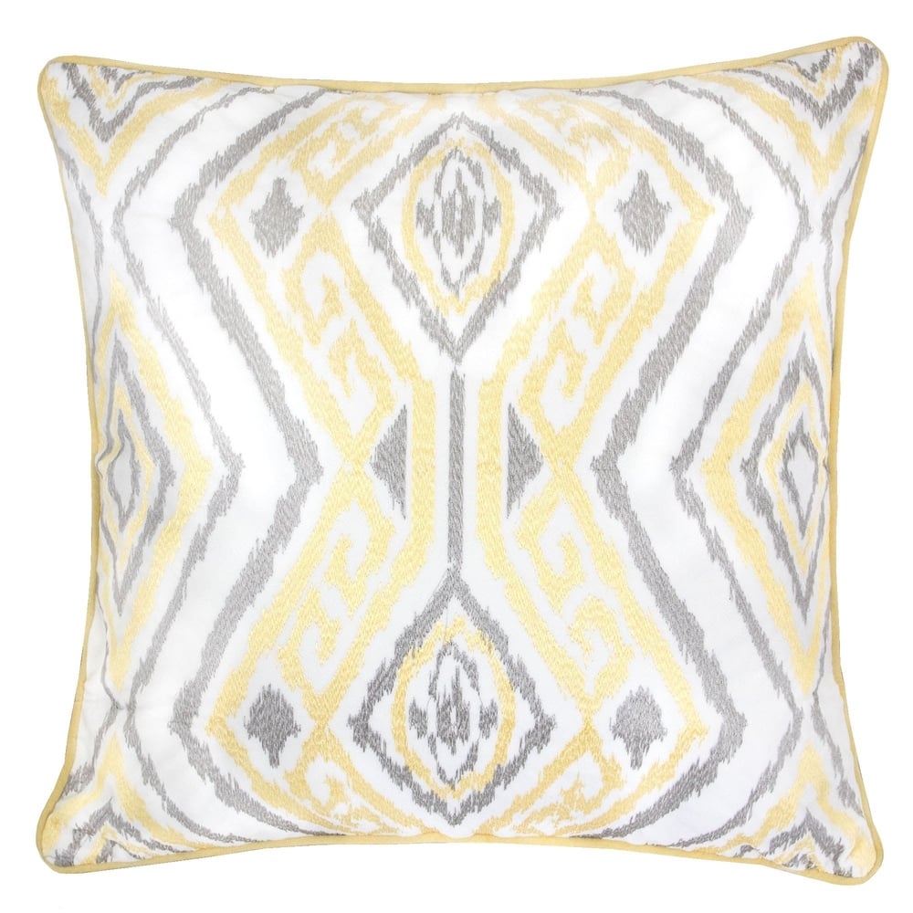 Jessie Ikat Embroidery 20" Square Decorative Throw Pillow