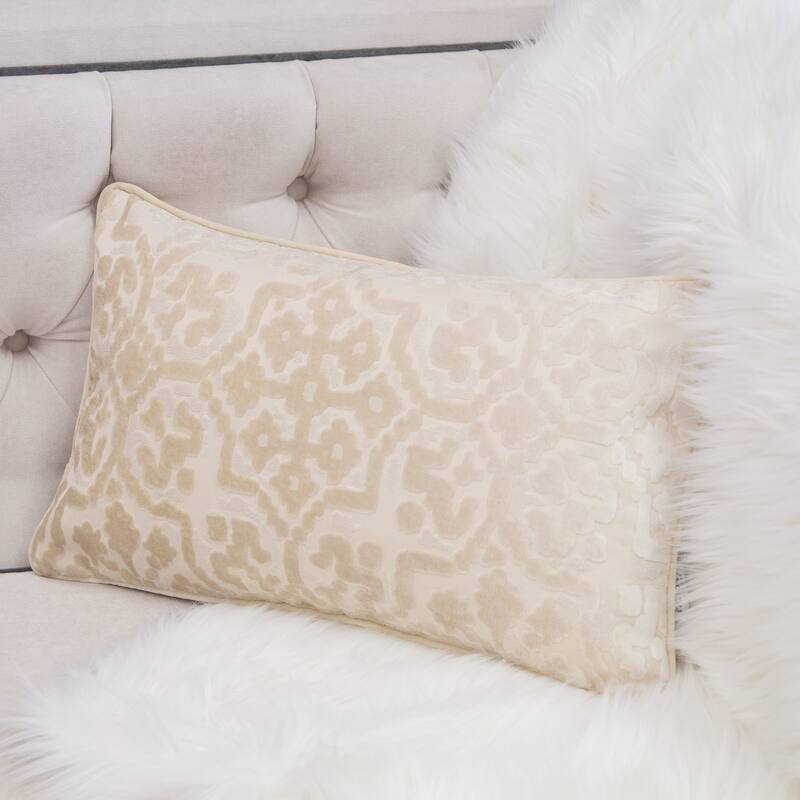 Iris Modern Cut Velvet 12"X20" Rectangle Decorative Throw Pillow