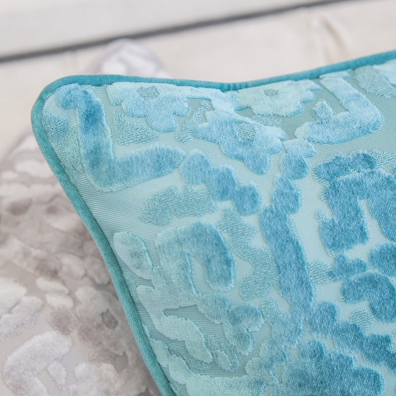 Iris Modern Cut Velvet 12"X20" Rectangle Decorative Throw Pillow