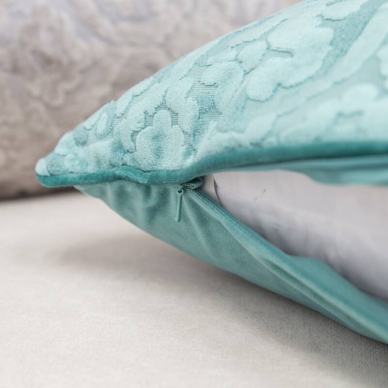Iris Modern Cut Velvet 12"X20" Rectangle Decorative Throw Pillow