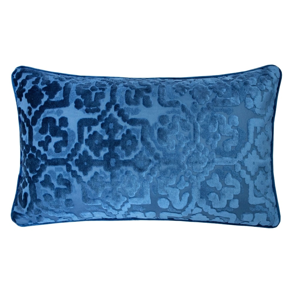 Iris Modern Cut Velvet 12"X20" Rectangle Decorative Throw Pillow