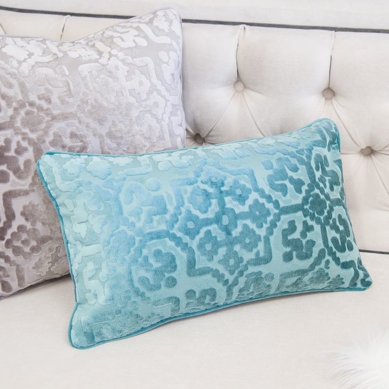 Iris Modern Cut Velvet 12"X20" Rectangle Decorative Throw Pillow