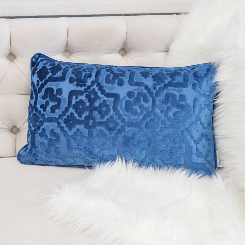 Iris Modern Cut Velvet 12"X20" Rectangle Decorative Throw Pillow