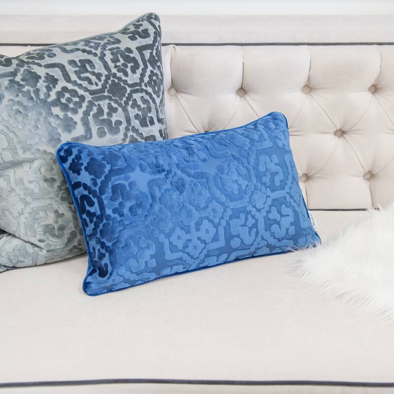 Iris Modern Cut Velvet 12"X20" Rectangle Decorative Throw Pillow