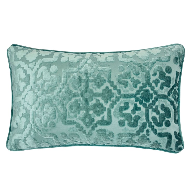 Iris Modern Cut Velvet 12"X20" Rectangle Decorative Throw Pillow