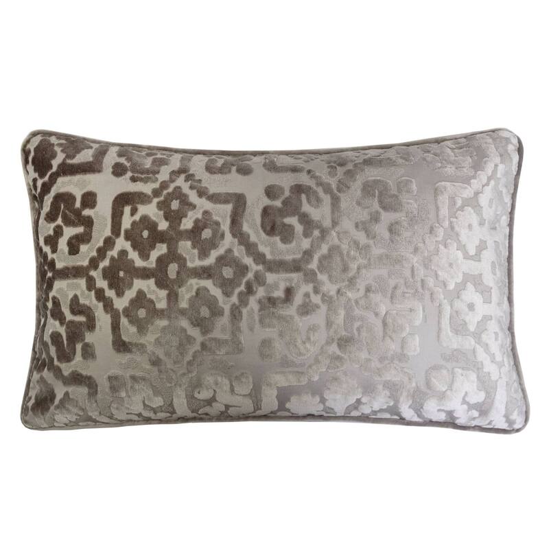 Iris Modern Cut Velvet 12"X20" Rectangle Decorative Throw Pillow