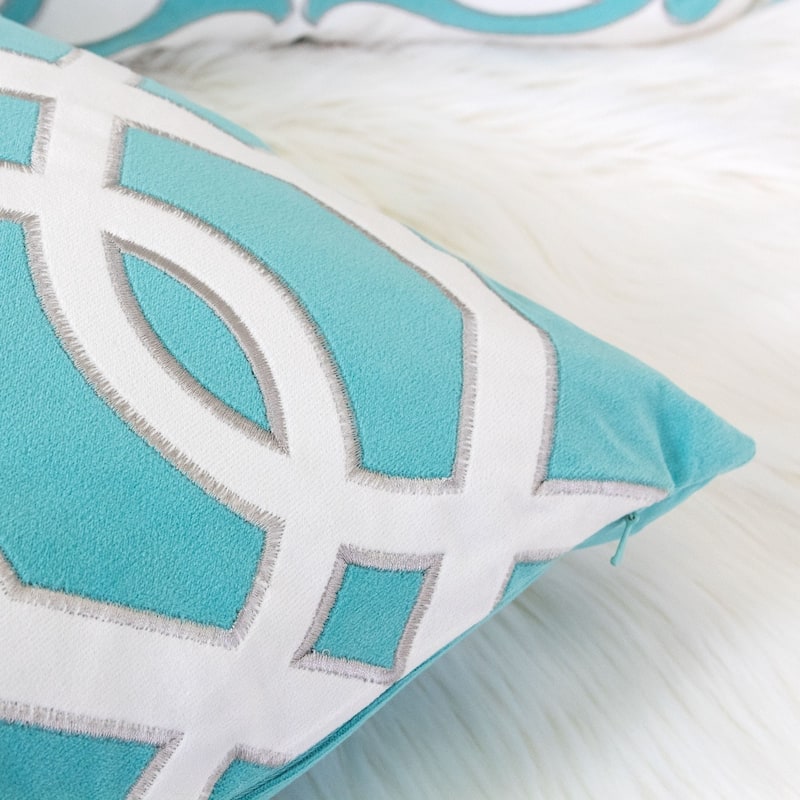 Applique Velvet 20" Square Decorative Throw Pillow