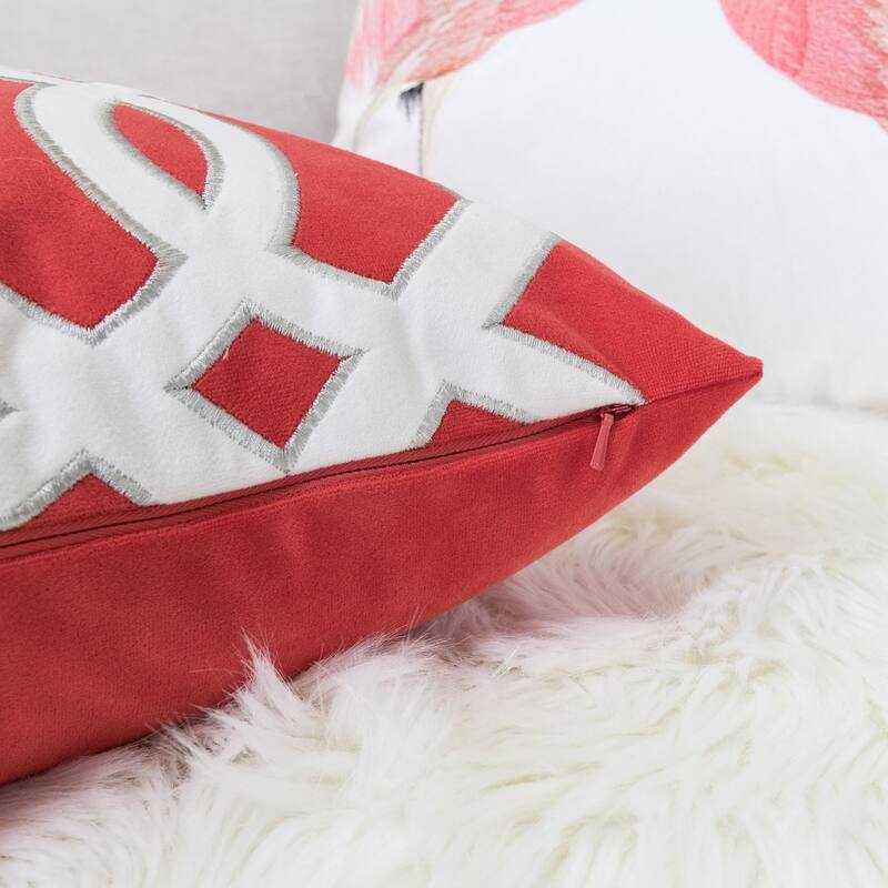 Applique Velvet 20" Square Decorative Throw Pillow