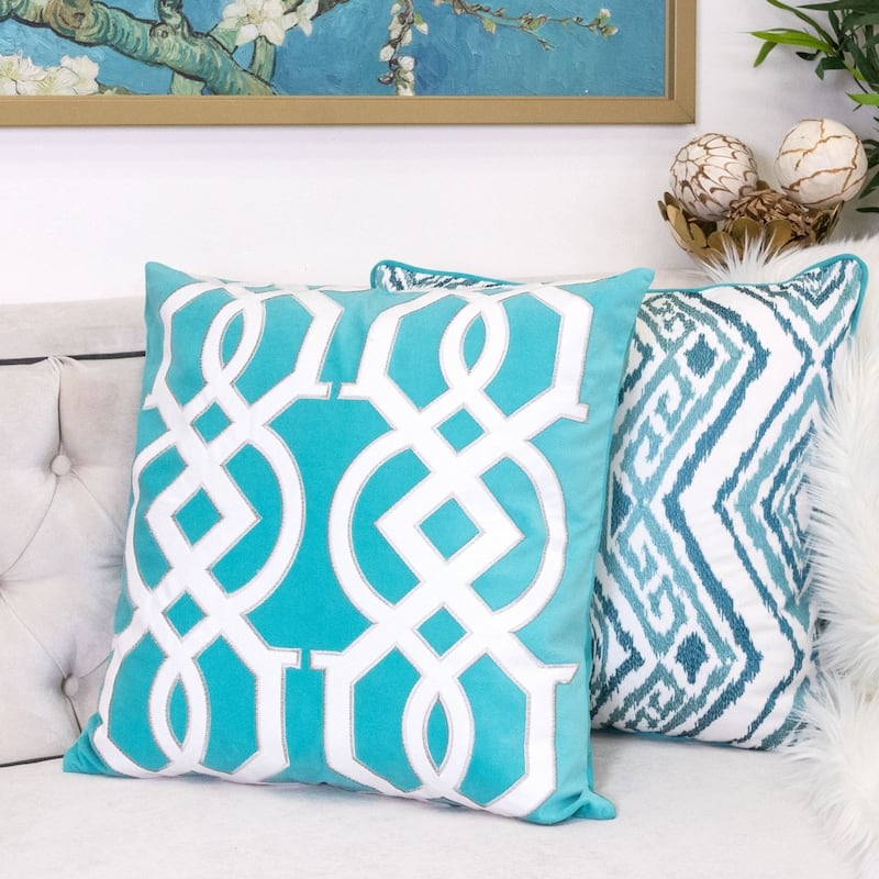 Applique Velvet 20" Square Decorative Throw Pillow