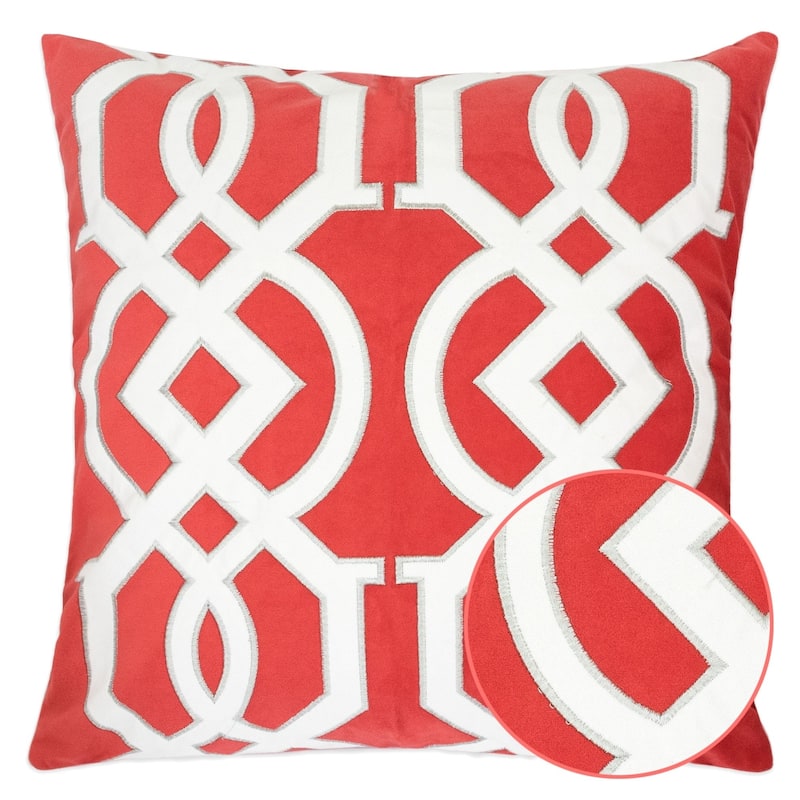 Applique Velvet 20" Square Decorative Throw Pillow