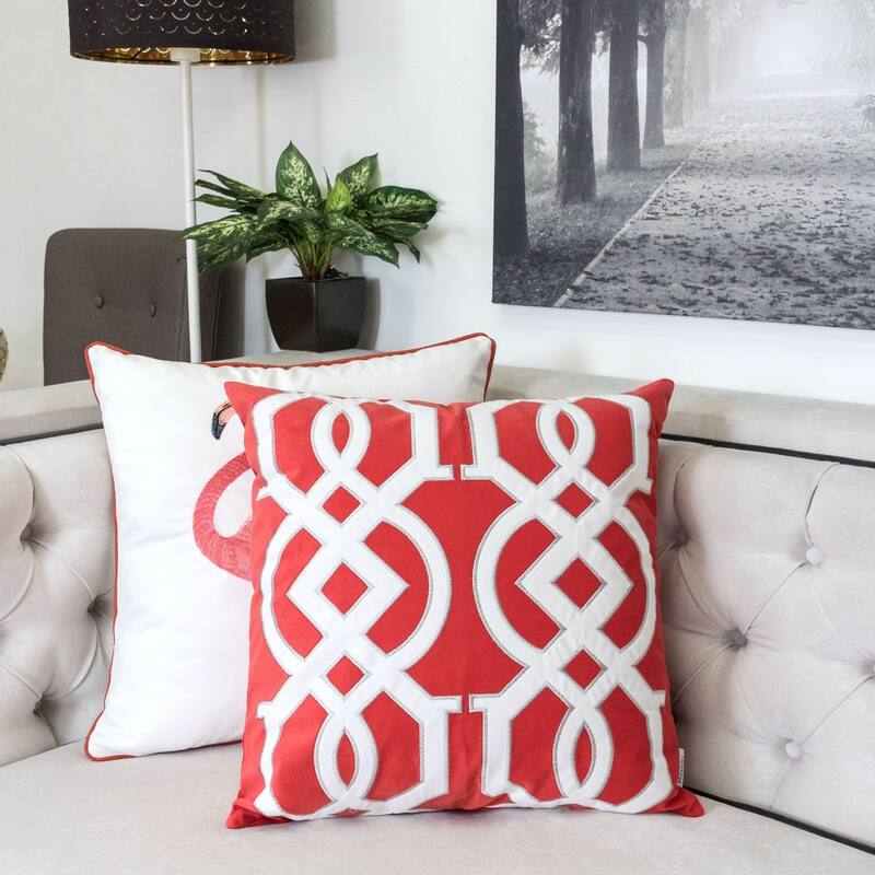 Applique Velvet 20" Square Decorative Throw Pillow