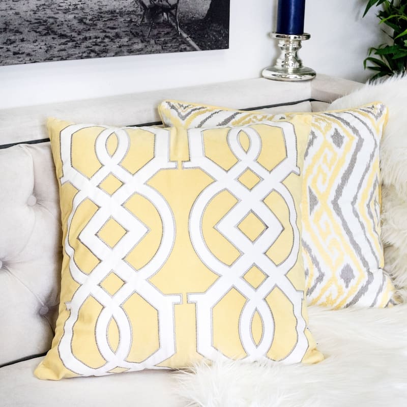 Applique Velvet 20" Square Decorative Throw Pillow