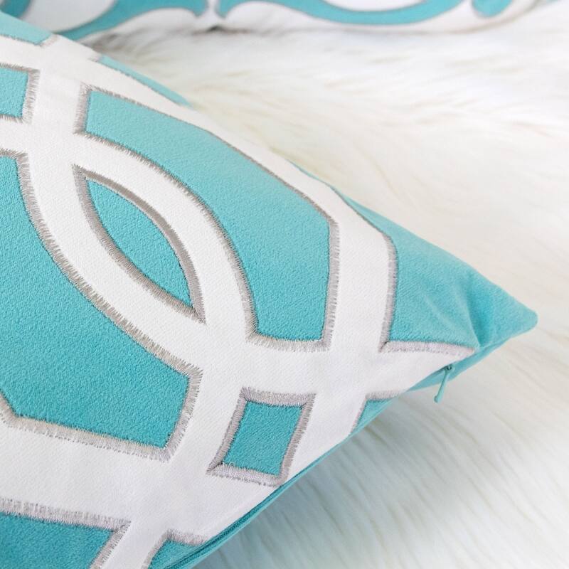 Applique Velvet 20" Square Decorative Throw Pillow