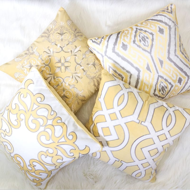 Applique Velvet 20" Square Decorative Throw Pillow