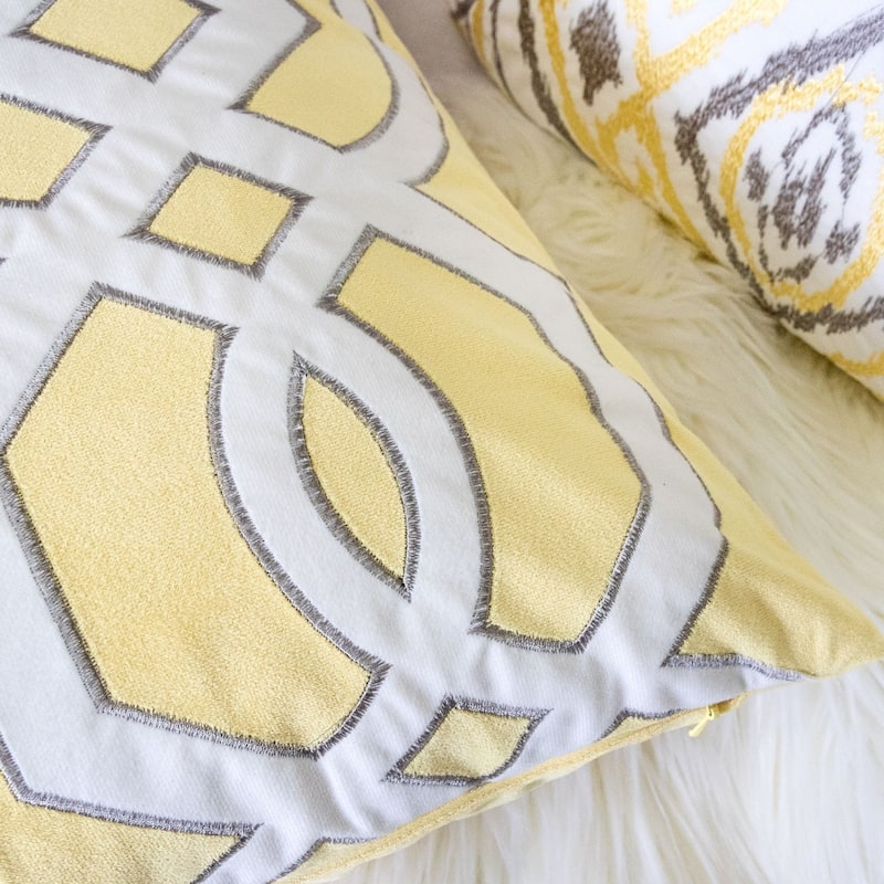 Applique Velvet 20" Square Decorative Throw Pillow