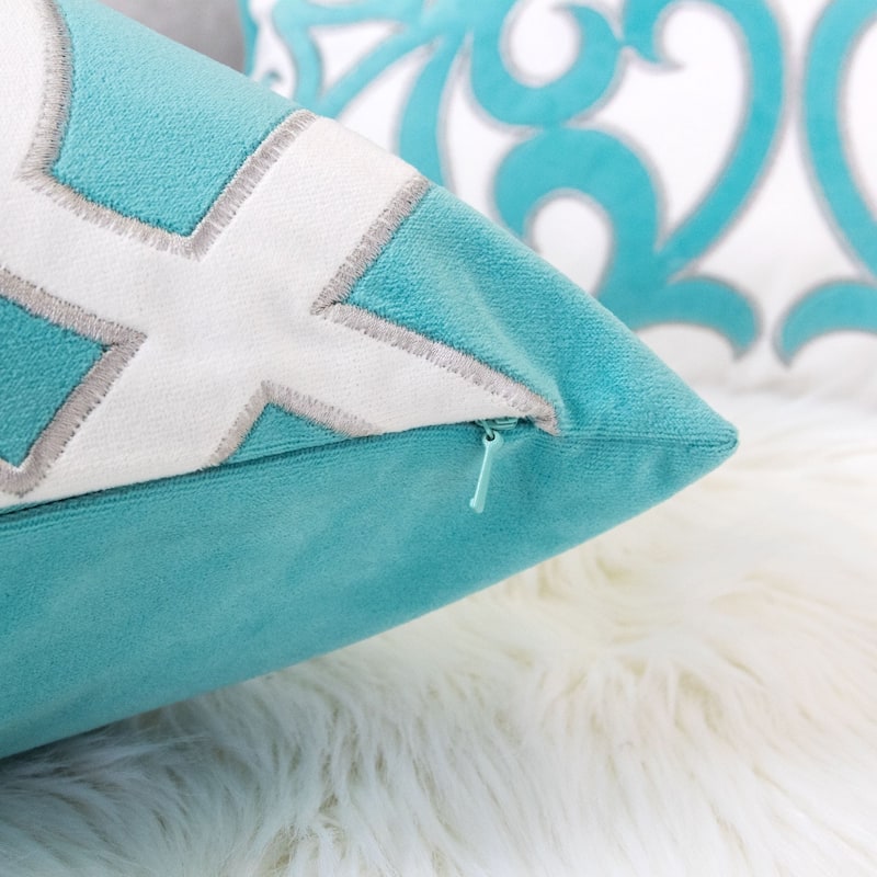 Applique Velvet 20" Square Decorative Throw Pillow