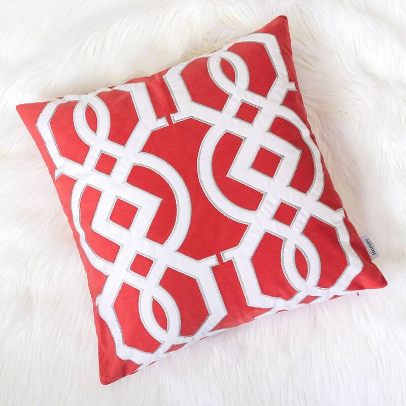 Applique Velvet 20" Square Decorative Throw Pillow