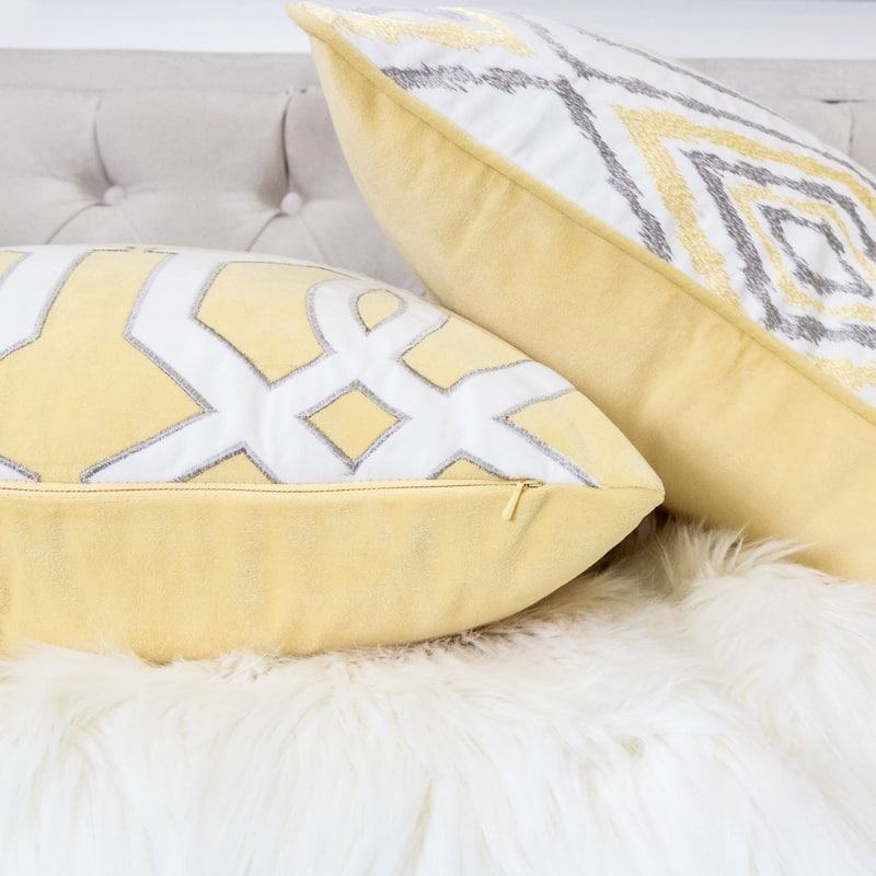 Applique Velvet 20" Square Decorative Throw Pillow