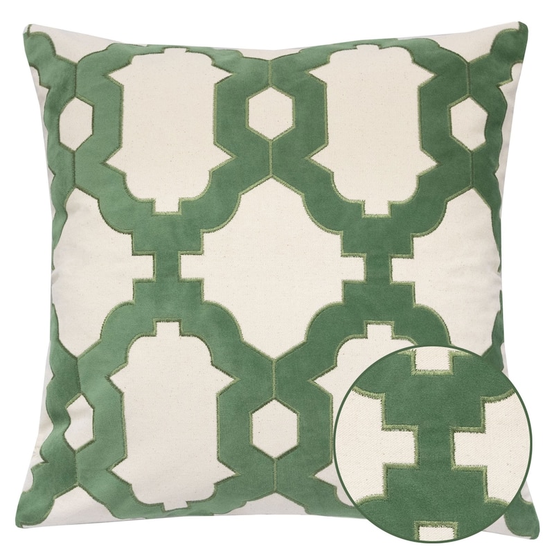 Gabriella Olive Cotton 20" Square Decorative Throw Pillow