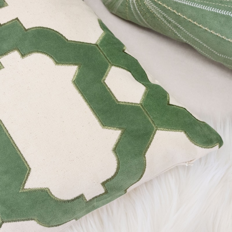 Gabriella Olive Cotton 20" Square Decorative Throw Pillow