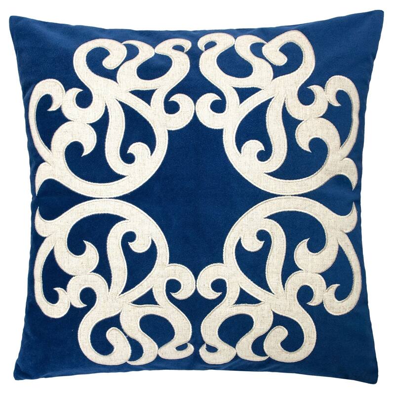 Shierly Applique Embroidery Velvet 20" Square Decorative Throw Pillow