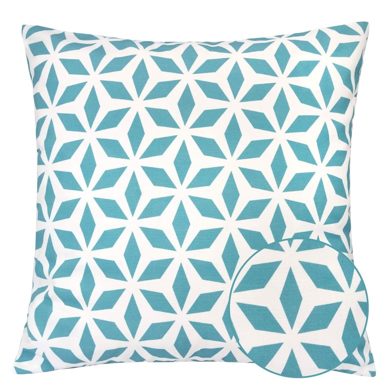 Outdoor Pillow, Aqua Crystal Grid