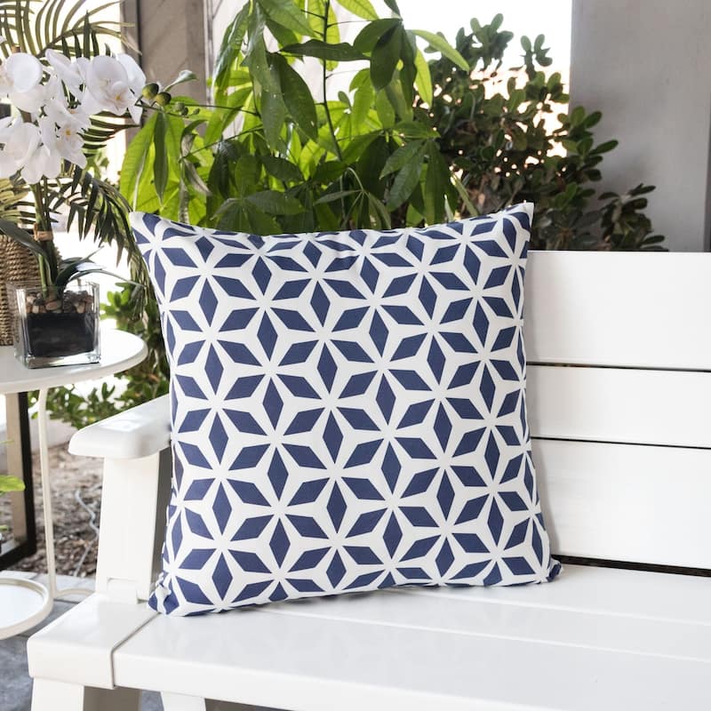 Outdoor Pillow, Aqua Crystal Grid