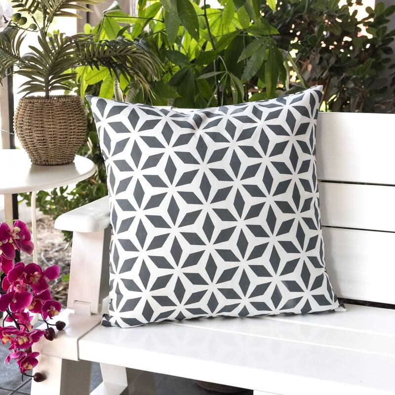 Outdoor Pillow, Aqua Crystal Grid