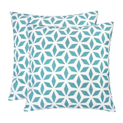 Outdoor Pillow, Aqua Crystal Grid