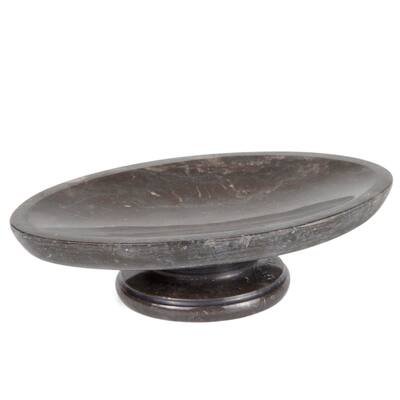 Creative Home Pedestal Collection Charcoal Marble Soap Dish, Soap Tray, Soap Holder