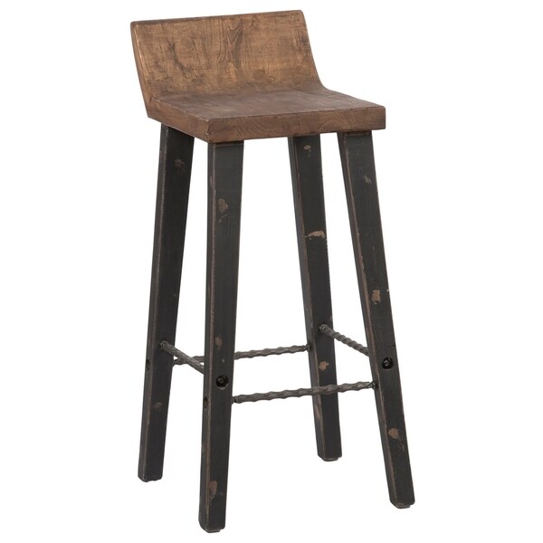 Shop Low Back Wooden Bar Height Stool with Angled legs and ...