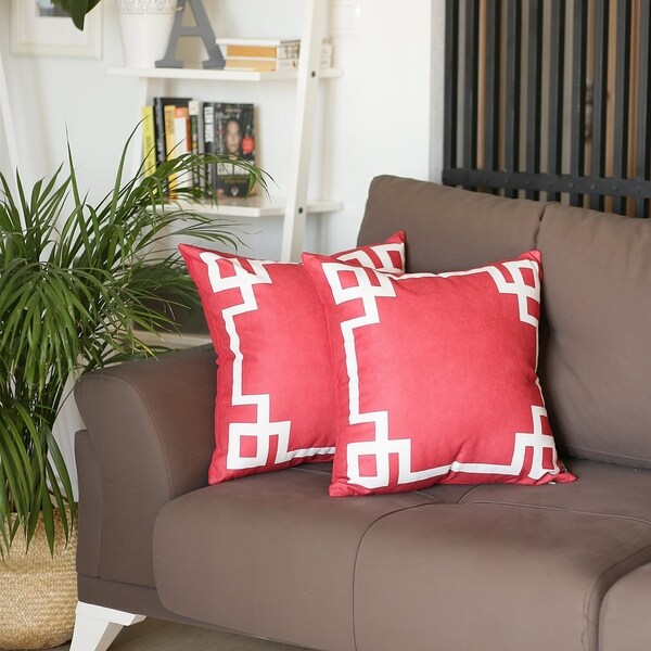 red or burgundy gold chenille decorative throw pillow for sofa chair or couch