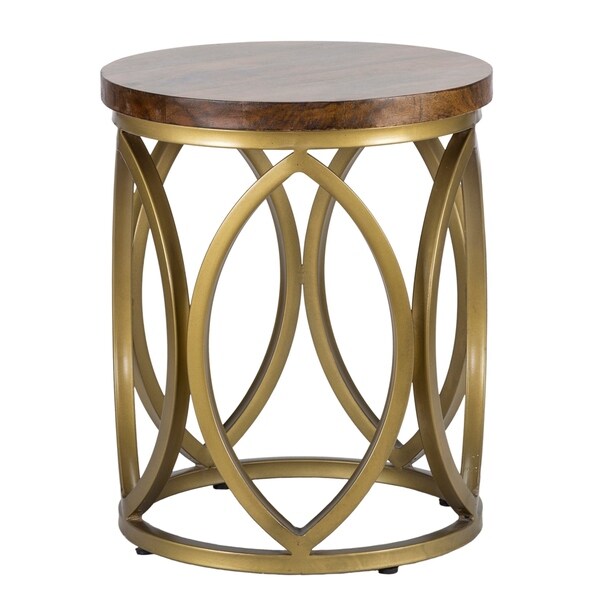 Shop Geometrically Designed Iron Framed End Table with Wooden Top ...