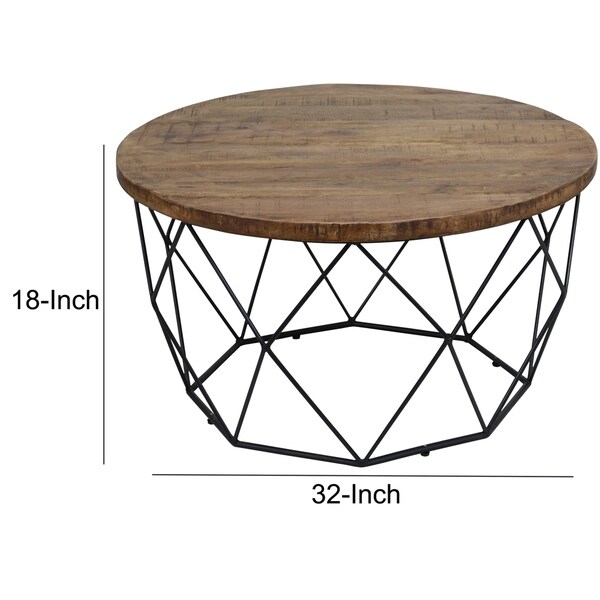 round iron and wood coffee table