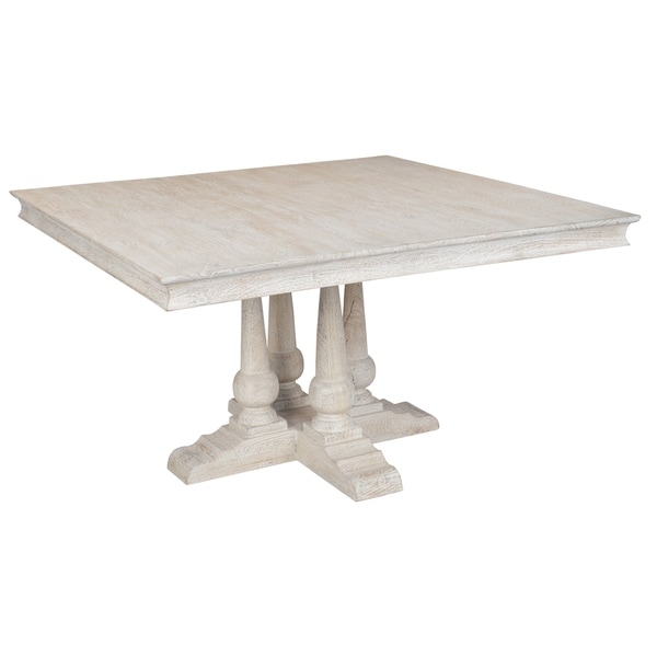 Shop Wooden Square Dining Table with Trestle Style Base, Antique White