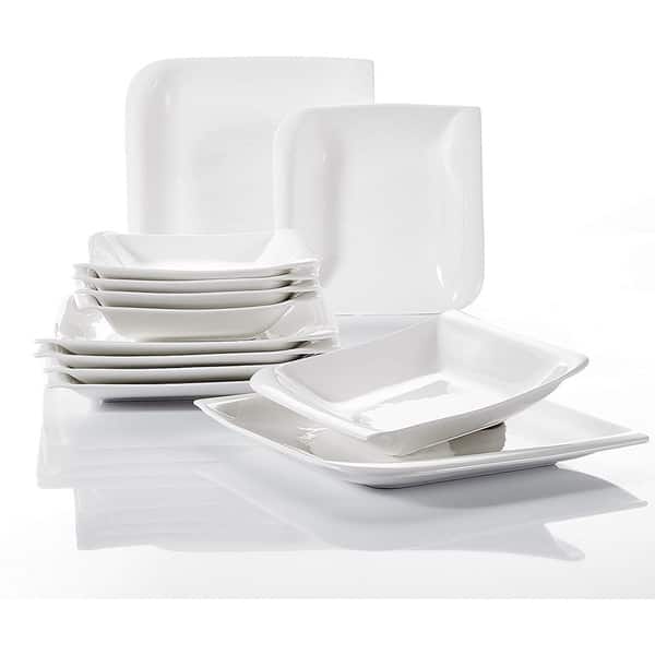 12 Piece Ivory White Porcelain Soup Plates Dinnerware Sets 12 Piece Ivory White Porcelain