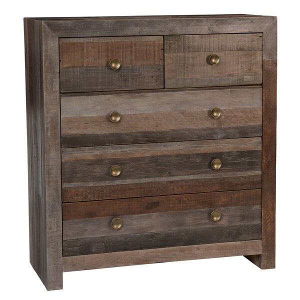 Wooden Dresser with Five Drawers, Brown