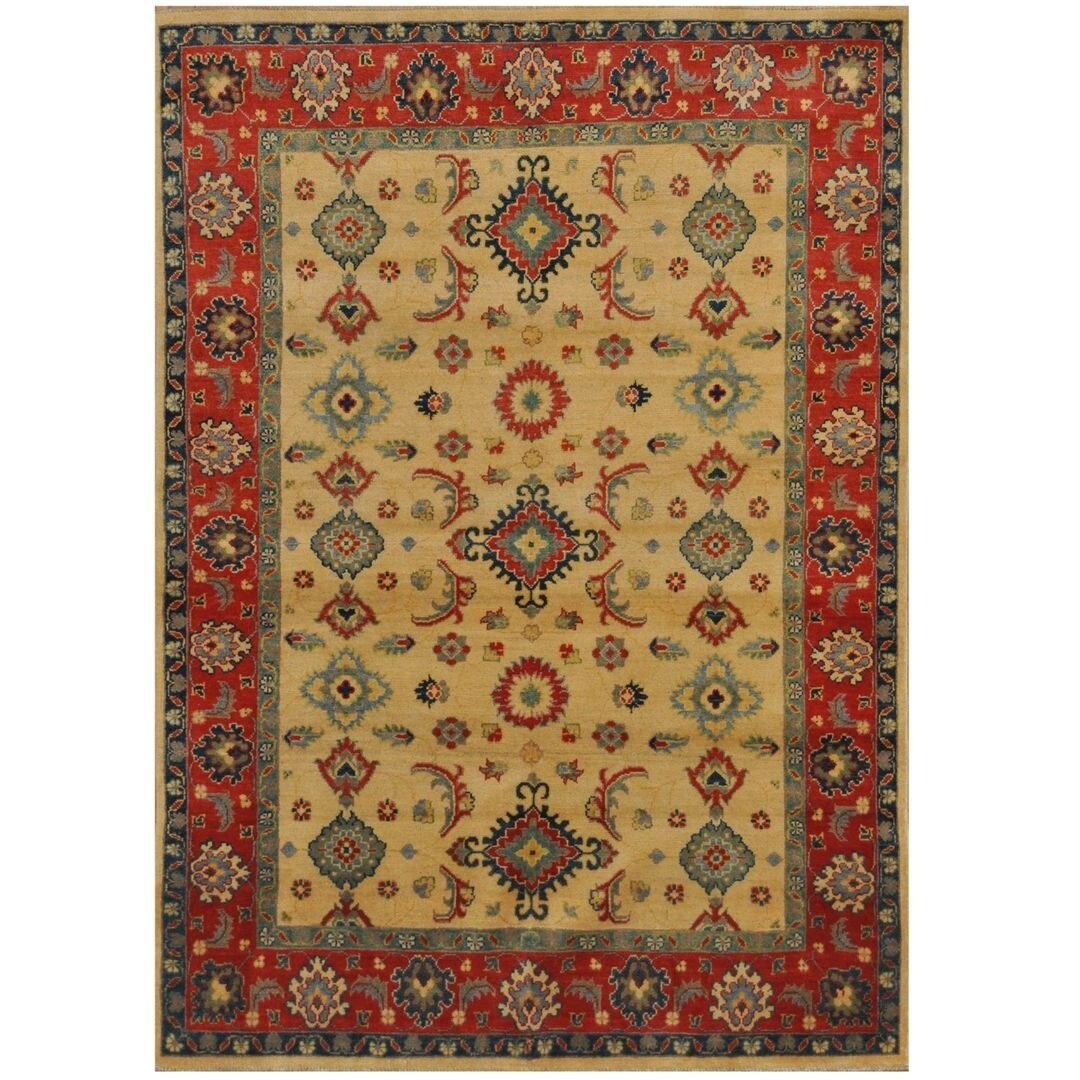 Handmade One-of-a-Kind Kazak Wool Rug (Afghanistan) - 5' x 6'10