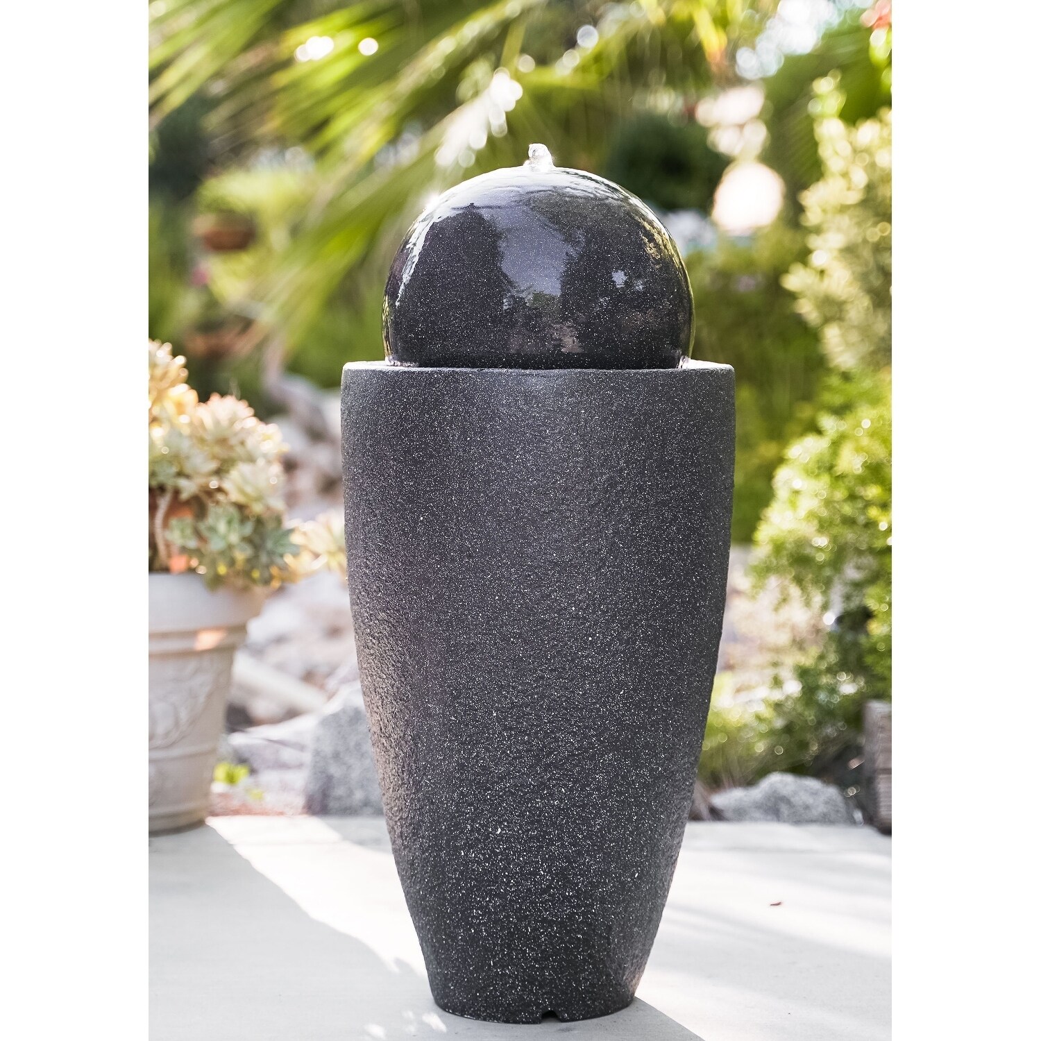 Shop Xbrand Modern Stone Textured Round Sphere Water Fountain Led