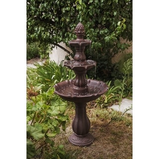 Xbrand 3 Tier Freestanding Waterfall Fountain, 52 Inch Tall, Brown