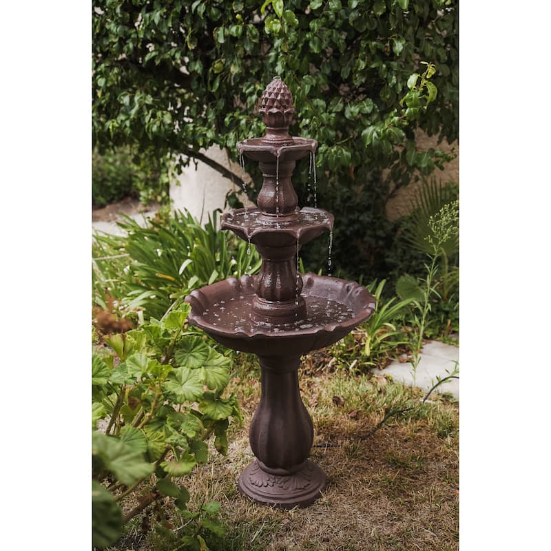 Xbrand 3 Tier Freestanding Waterfall Fountain, 52 Inch Tall, Brown