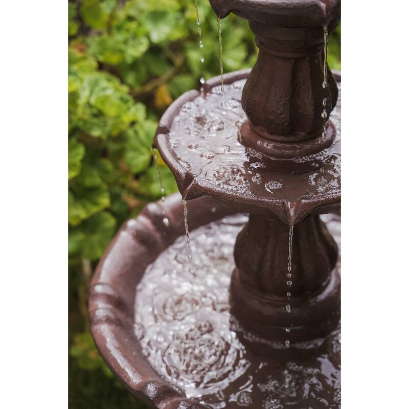 Xbrand 3 Tier Freestanding Waterfall Fountain, 52 Inch Tall, Brown