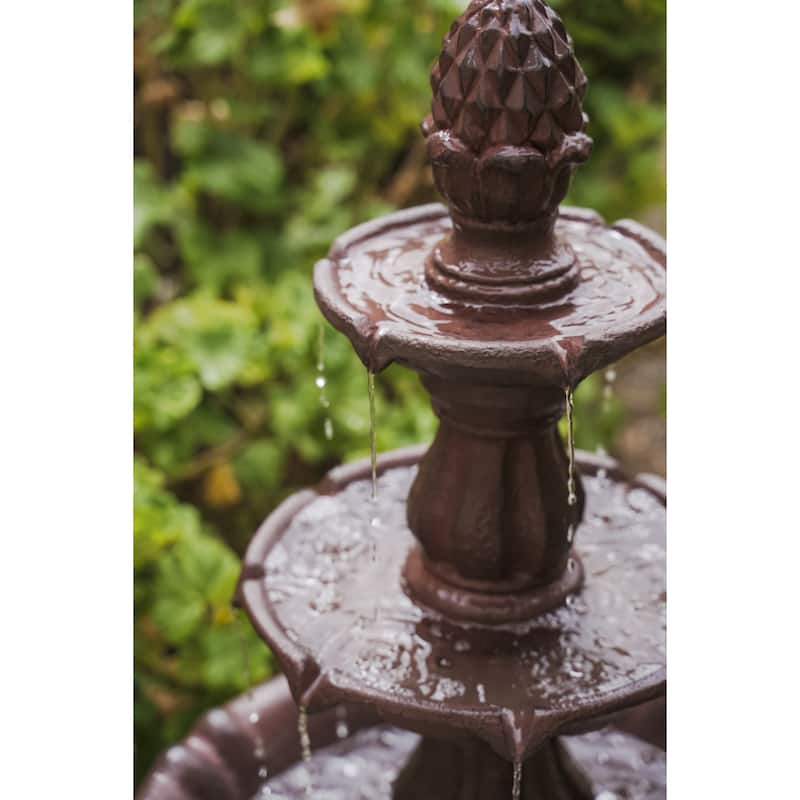 Xbrand 3 Tier Freestanding Waterfall Fountain, 52 Inch Tall, Brown