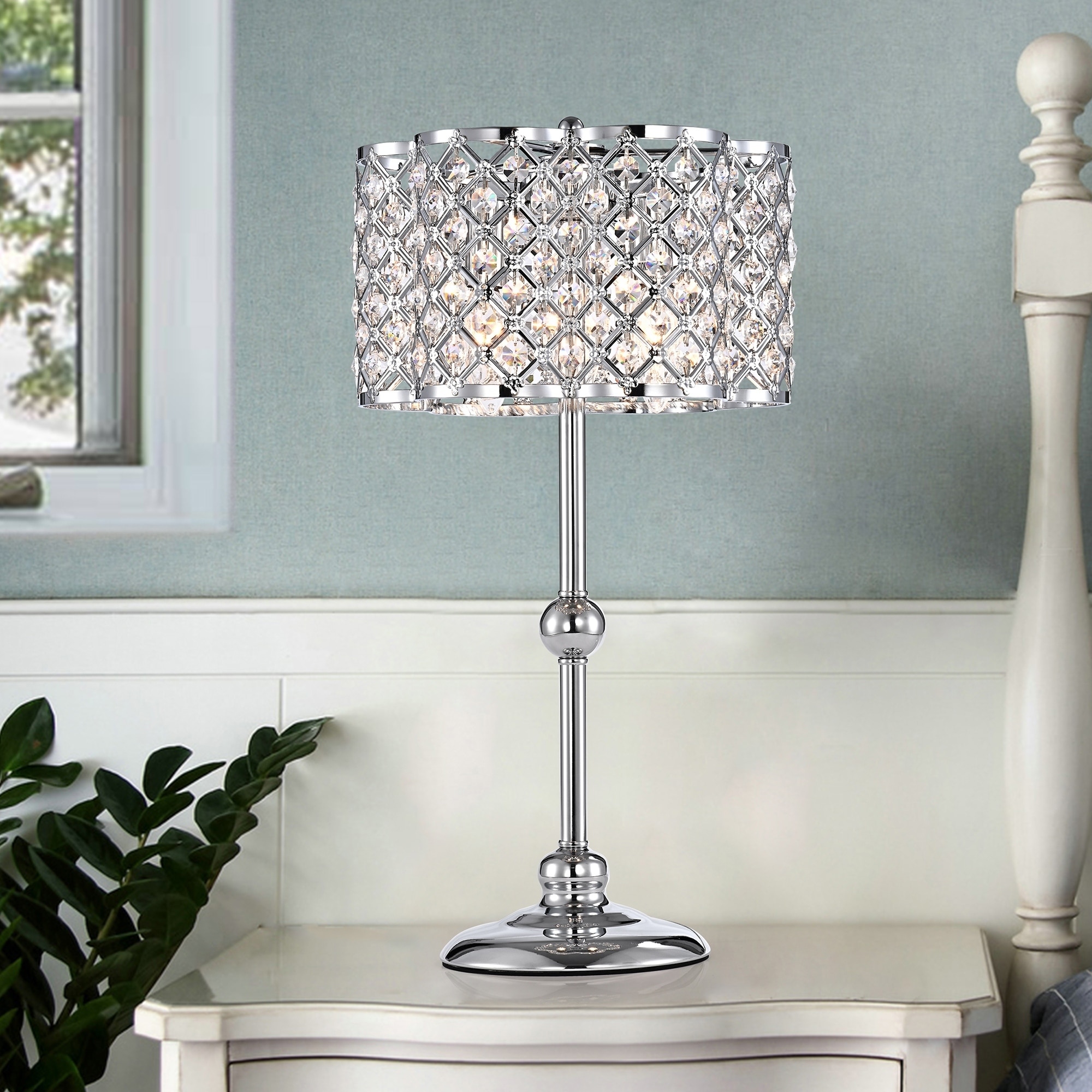 Warehouse of Tiffany Jeem Crystal and Chrome Table Lamp