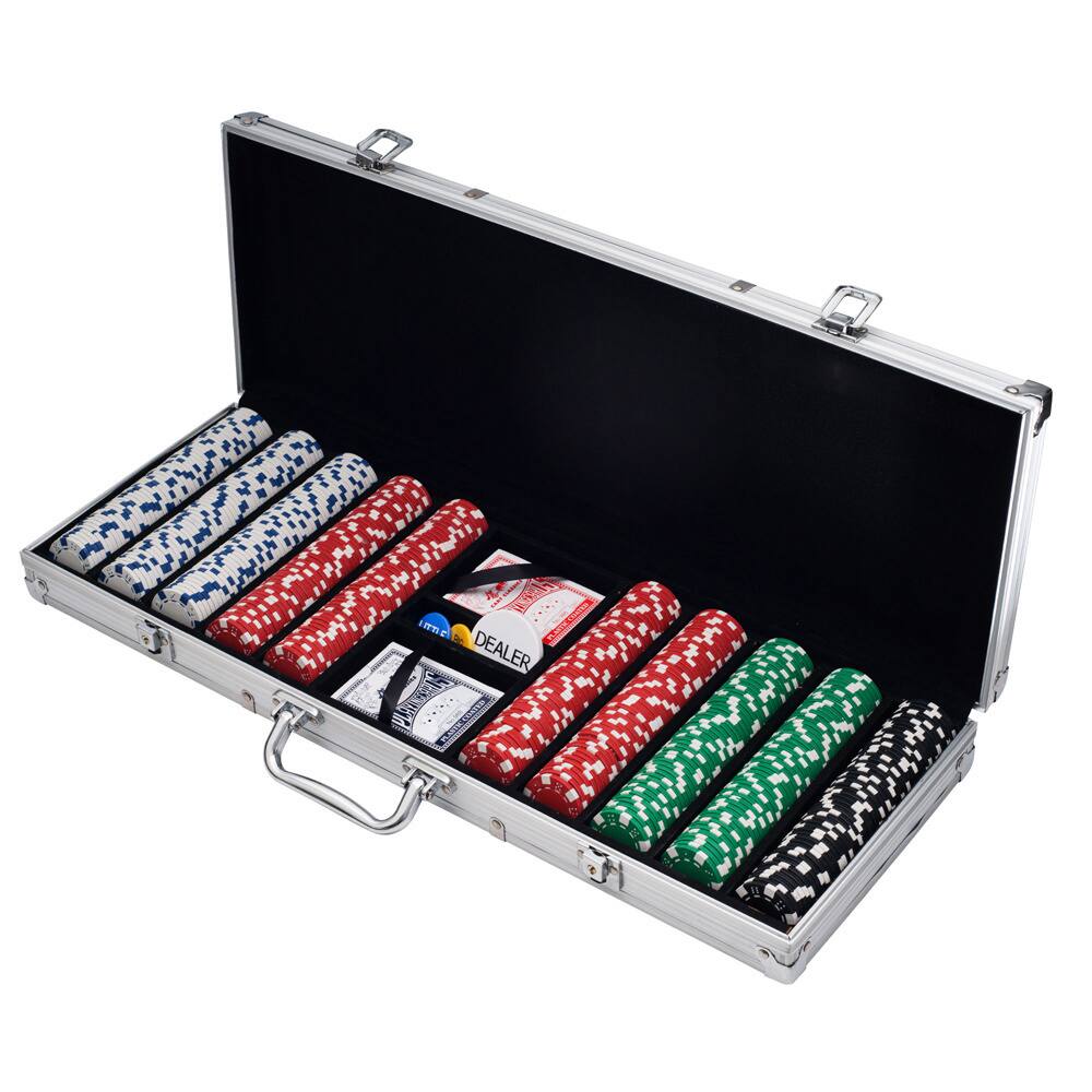 500 Dice Striped Poker Chips with Case and Buttons
