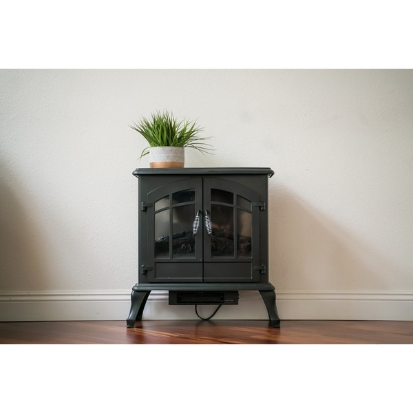 XBrand Free Standing Portable High/Low Heat Wired Fire Stove with Manual Control and LED Flame Effect, 24.7 Inch Tall, Brown
